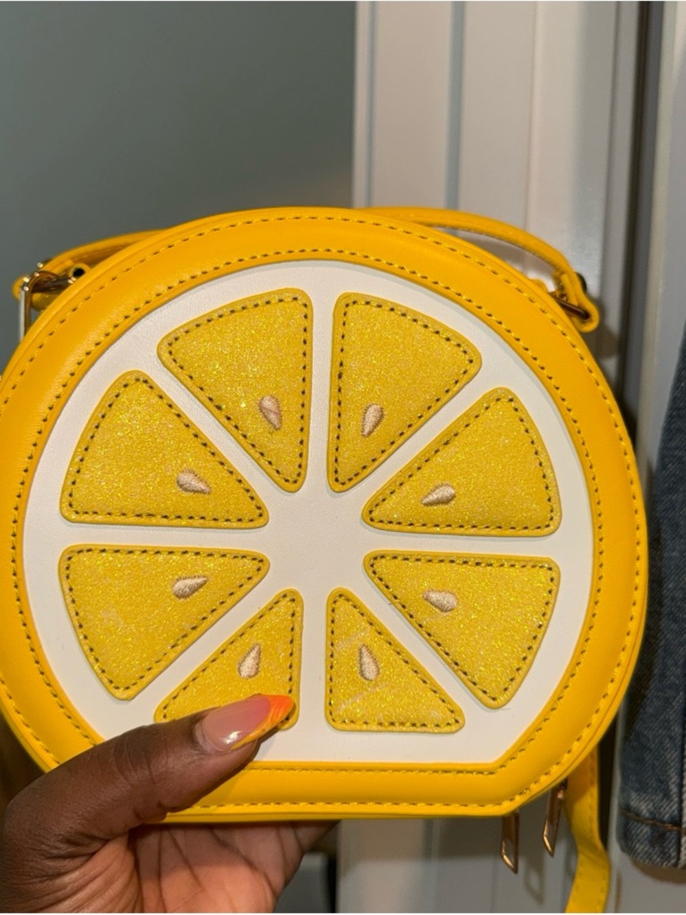 SHEIN Yellow Citrus Slice Round Crossbody Bag